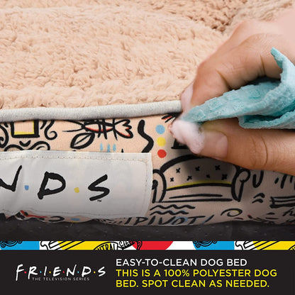 City Doodle Cuddler Dog Bed | Durable Washable Dog Bed from Warner Bros Friends, Friends TV Show Merchandise for Dogs | Elevated Dog Bed, Dog Mat, Pet Bed, Friends Dog Bed