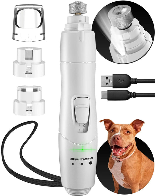 Dog Nail Grinder with LED Light Rechargeable for Large Medium & Small Dogs