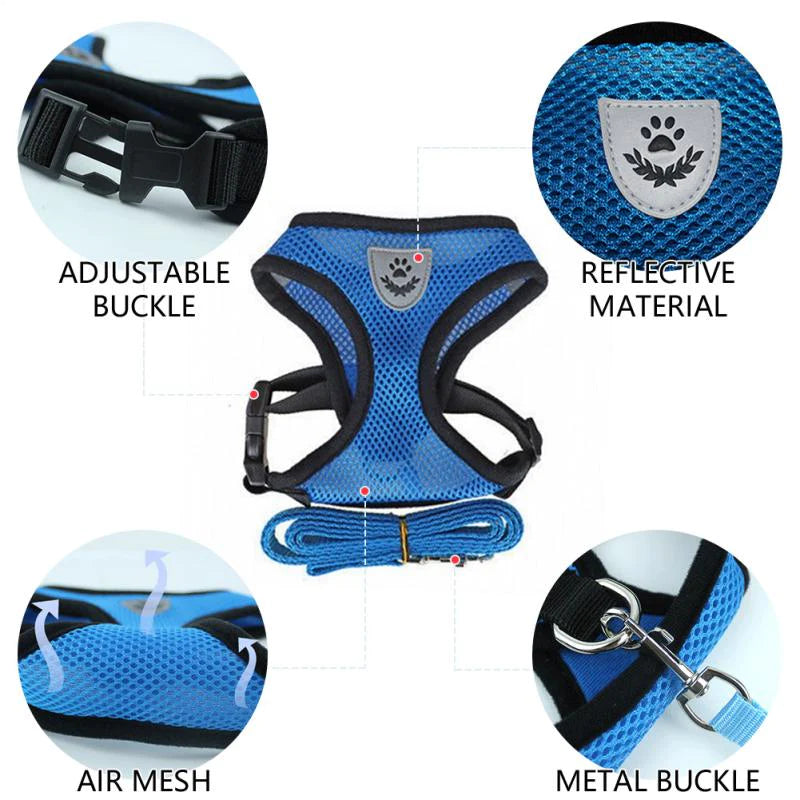 Cat Dog Pet Harness Adjustable Control Vest Dogs Reflective S M L XL Leash