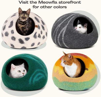 Cat Cave – Premium Felt Cat Bed for Indoor Cats, Handmade 100% Merino Wool (Dark Shades) (Medium, Dark Grey)